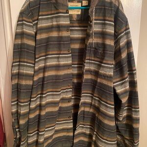 Victory Outfitters Men's Striped Casual Button Down Shirt - Brown and Gray